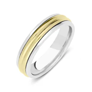 18ct White and Yellow Gold Textured Wedding Ring