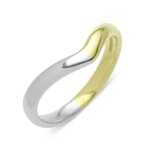 18ct White and Yellow Gold Wishbone Wedding Ring