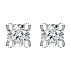 18ct White Gold 0.10ct Diamond Claw Set Solitaire Stud Earrings