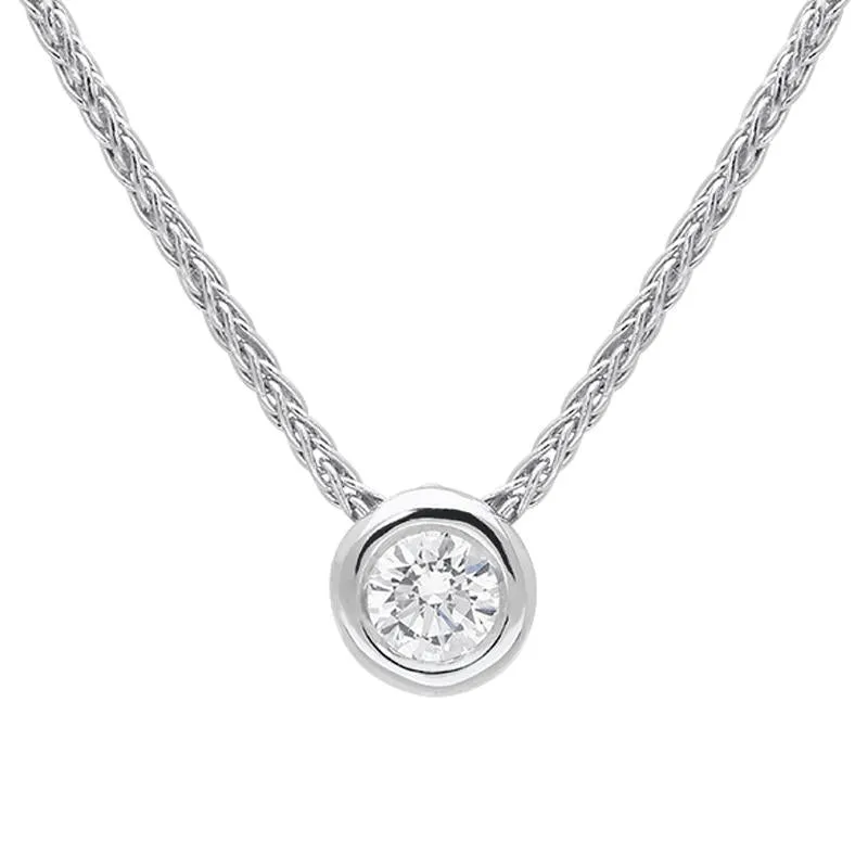 18ct White Gold 0.15ct Diamond Brilliant Cut Solitaire Necklace