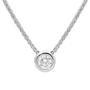 18ct White Gold 0.15ct Diamond Brilliant Cut Solitaire Necklace