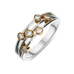 18ct White Gold 0.20ct Diamond Three Row Ring