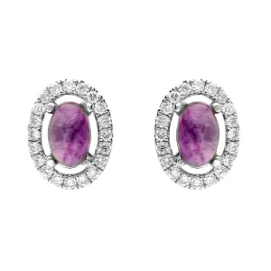 18ct White Gold 0.23ct Diamond Blue John Oval Stud Earrings