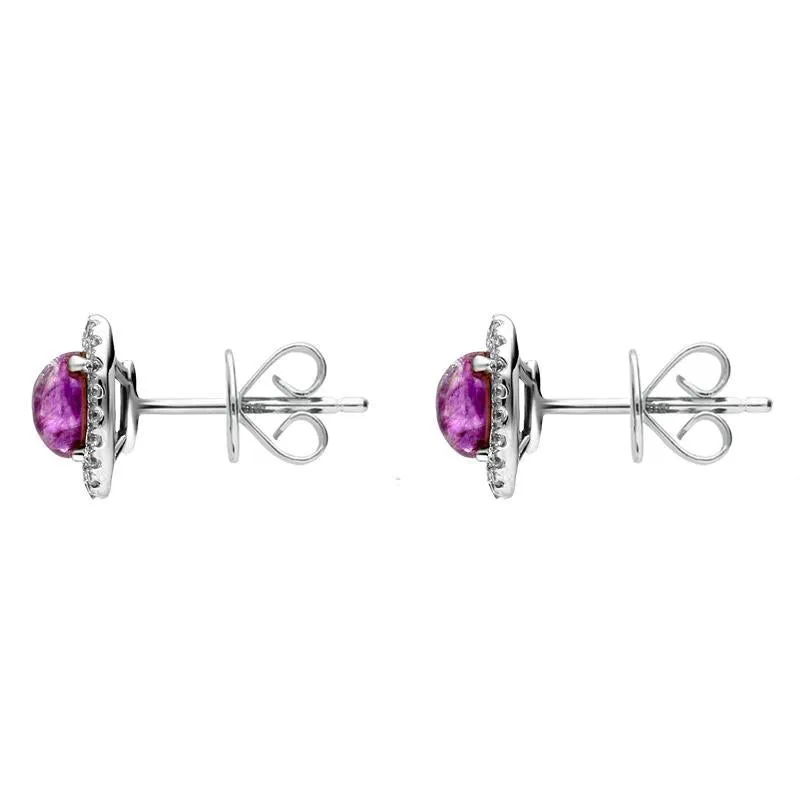 18ct White Gold 0.23ct Diamond Blue John Oval Stud Earrings