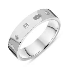 18ct White Gold 0.24ct Diamond Queen's Jubilee Hallmark Princess Cut 5mm Ring D