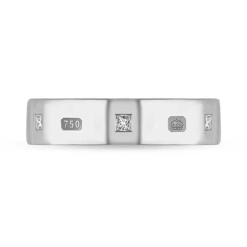 18ct White Gold 0.24ct Diamond Queen's Jubilee Hallmark Princess Cut 5mm Ring D