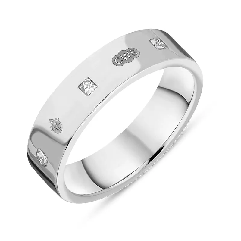 18ct White Gold 0.24ct Diamond Queen's Jubilee Hallmark Princess Cut 5mm Ring D