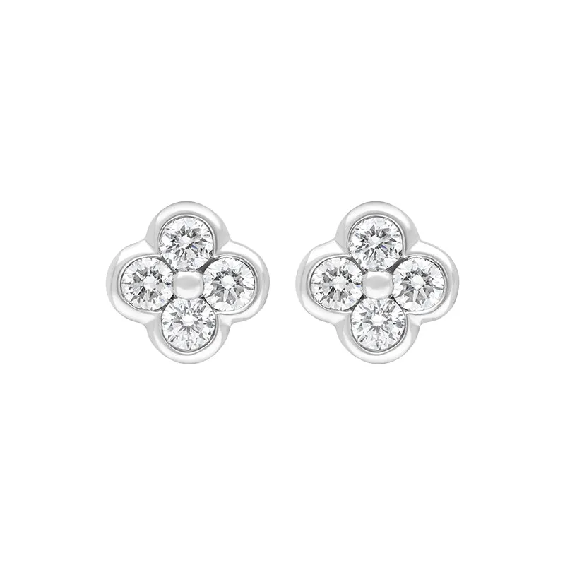 18ct White Gold 0.25ct Diamond Cluster Stud Earrings