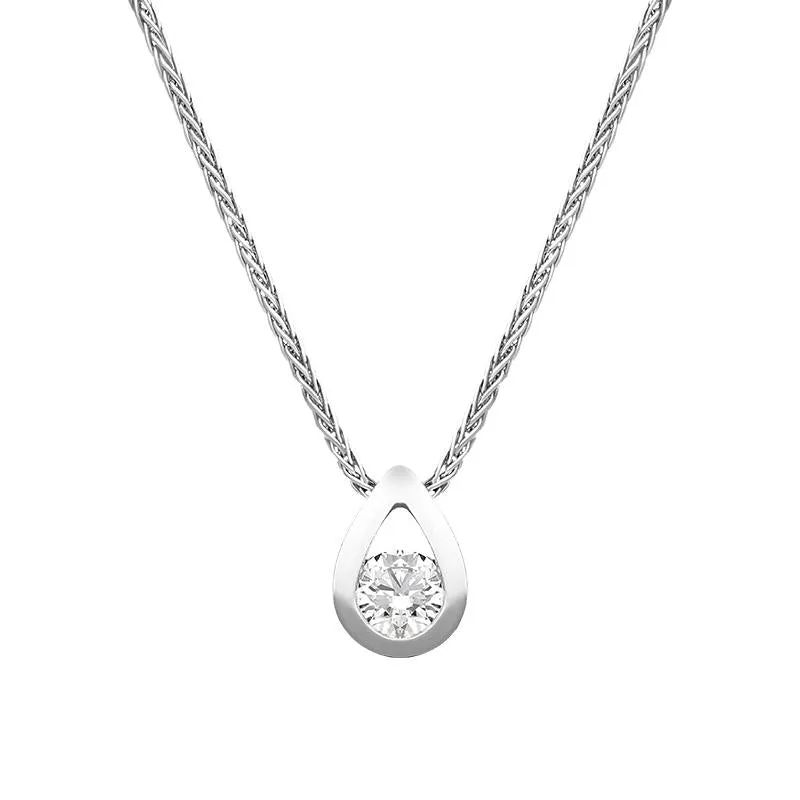 18ct White Gold 0.26ct Diamond Solitaire Pear Necklace