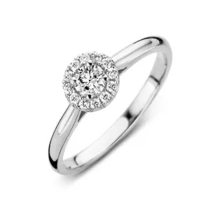 18ct White Gold 0.30ct Diamond Pave Round Halo Ring