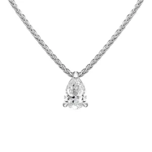 18ct White Gold 0.32ct Diamond Solitaire Pear Necklace