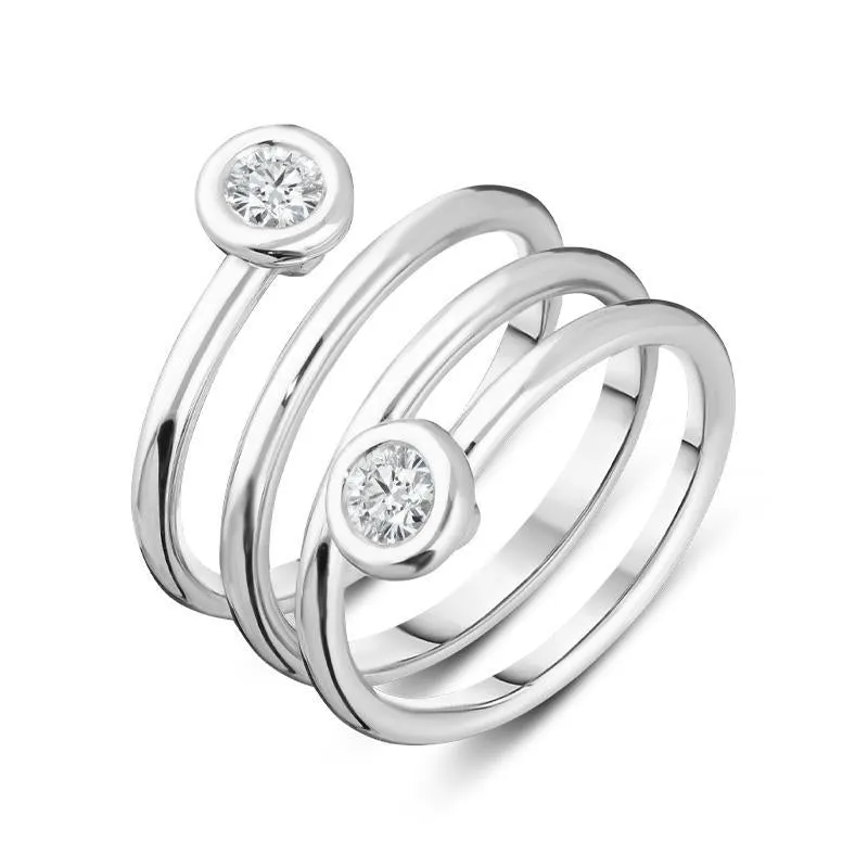 18ct White Gold 0.32ct Diamond Spiral Ring