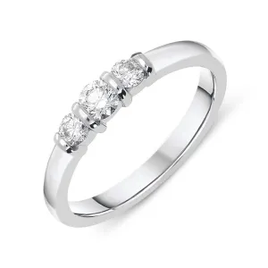 18ct White Gold 0.36ct Diamond Trilogy Bar Set Ring