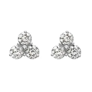 18ct White Gold 0.37ct Diamond Three Stone Stud Earrings