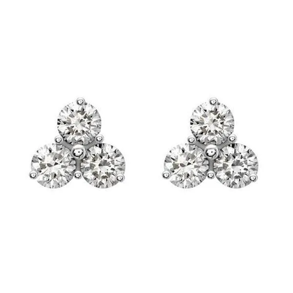 18ct White Gold 0.37ct Diamond Three Stone Stud Earrings