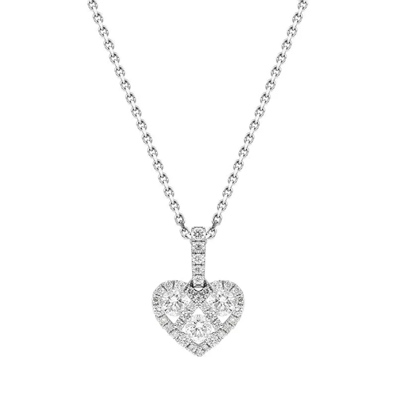 18ct White Gold 0.39ct Diamond Heart Necklace