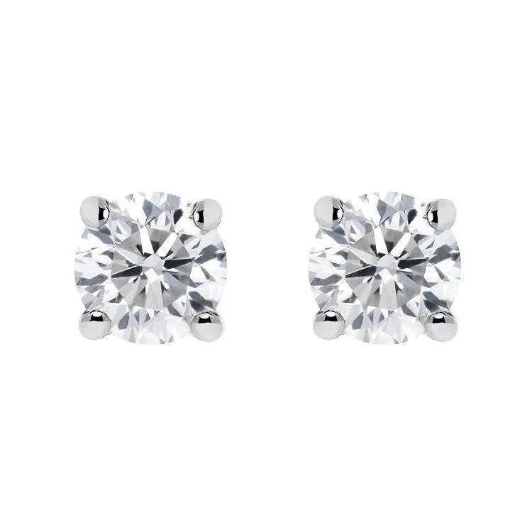 18ct White Gold 0.40ct Diamond Claw Set Solitaire Stud Earrings D