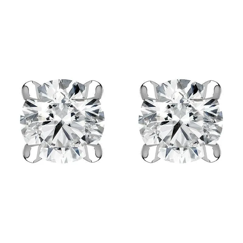 18ct White Gold 0.40ct Diamond Claw Set Solitaire Stud Earrings