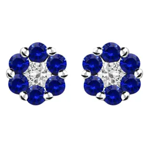 18ct White Gold 0.42ct Sapphire Diamond Cluster Stud Earrings