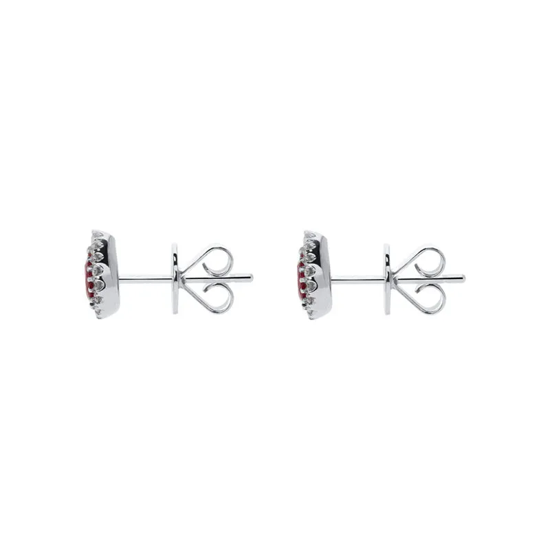 18ct White Gold 0.48ct Ruby Diamond Pear Stud Earrings