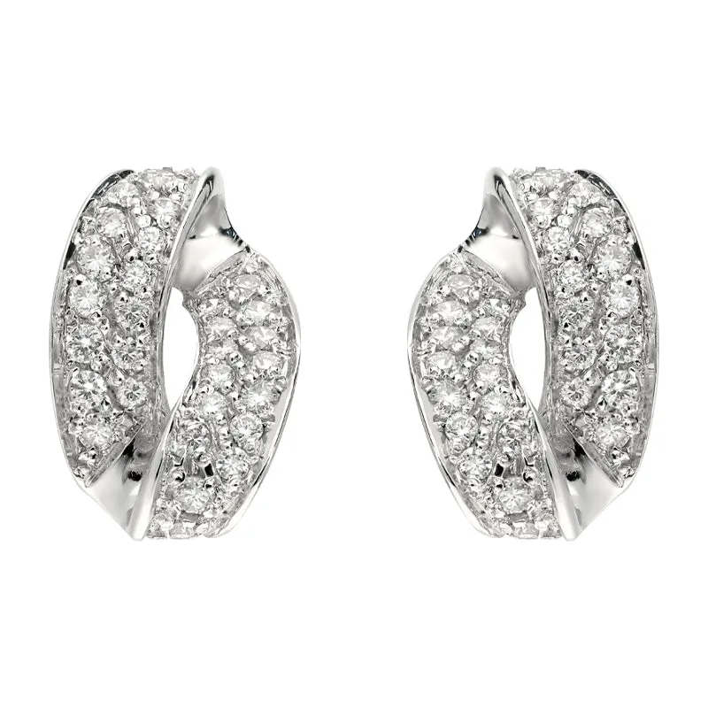 18ct White Gold 0.54ct Diamond Pave Loop Earrings