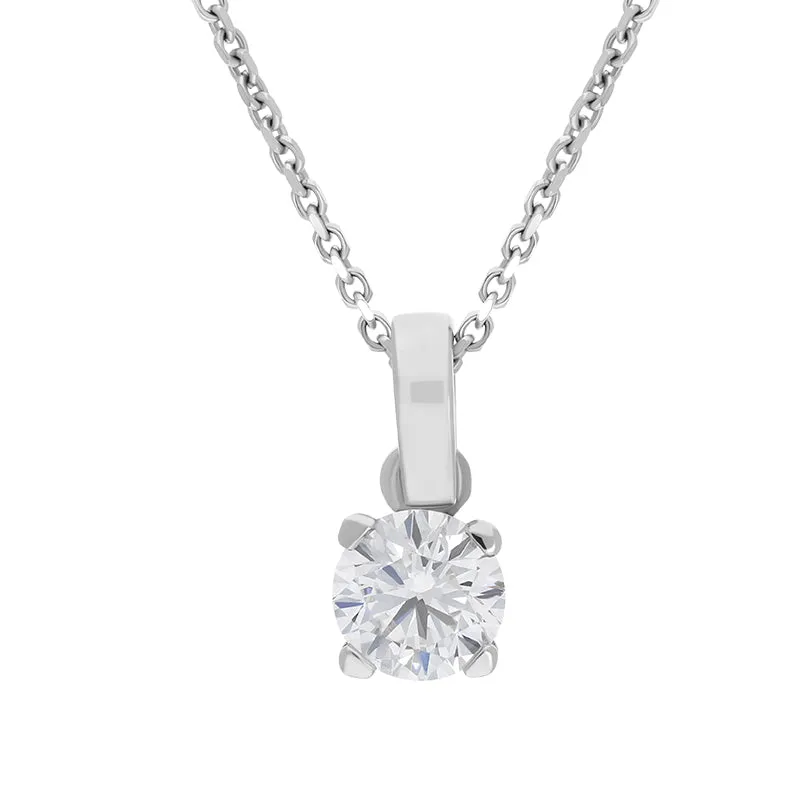 18ct White Gold 0.55ct Diamond Solitaire Necklace D