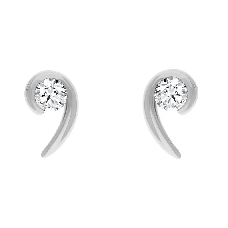 18ct White Gold 0.56ct Diamond Swirl Stud Earrings D