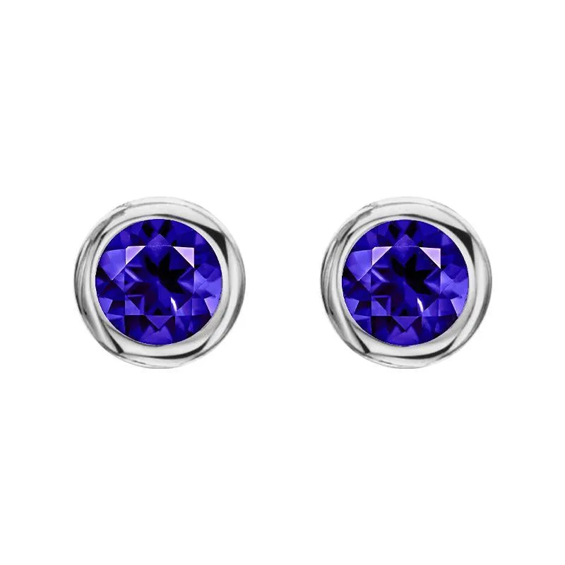 18ct White Gold 0.57ct Tanzanite Round Stud Earrings