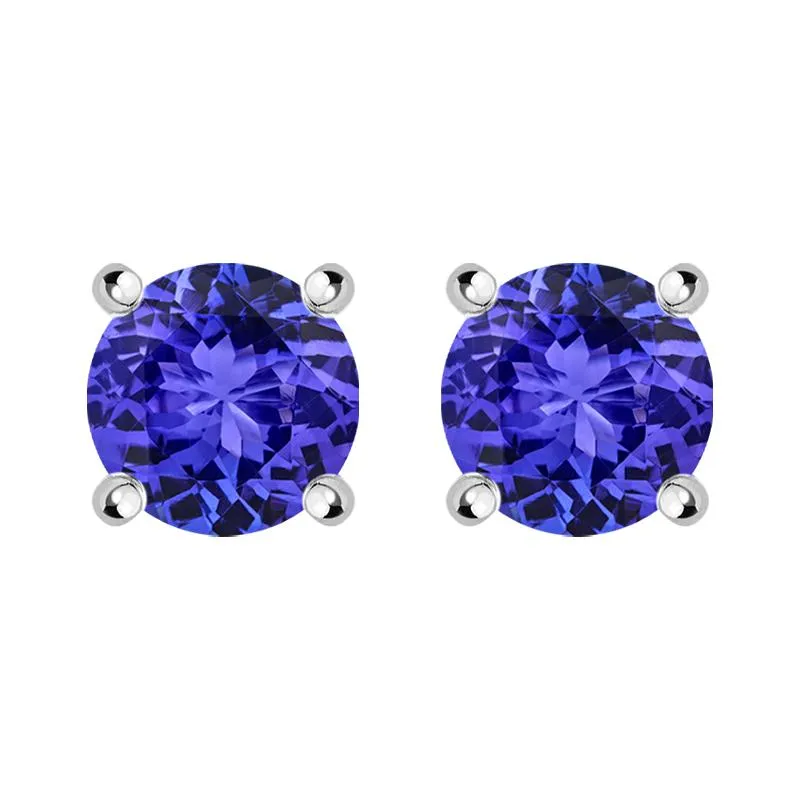 18ct White Gold 0.58ct Tanzanite Brilliant Cut Stud Earrings