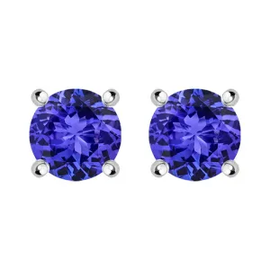 18ct White Gold 0.58ct Tanzanite Brilliant Cut Stud Earrings