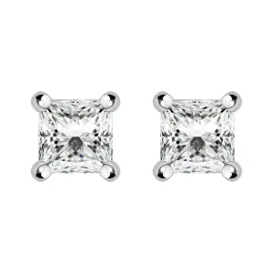 18ct White Gold 0.59ct Diamond Princess Cut Stud Earrings