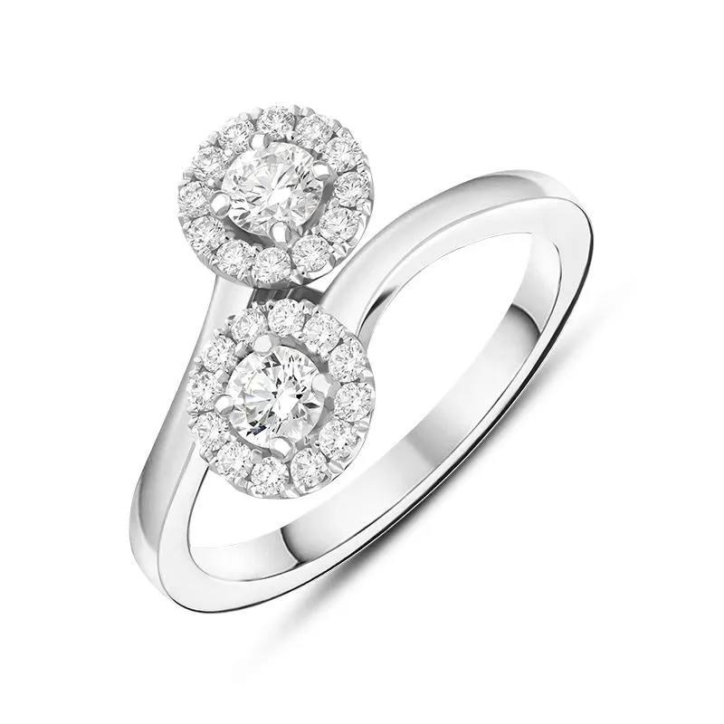 18ct White Gold 0.60ct Diamond Double Cross Over Ring
