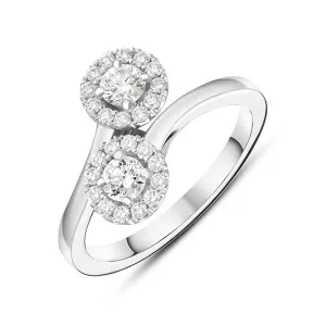 18ct White Gold 0.60ct Diamond Double Cross Over Ring