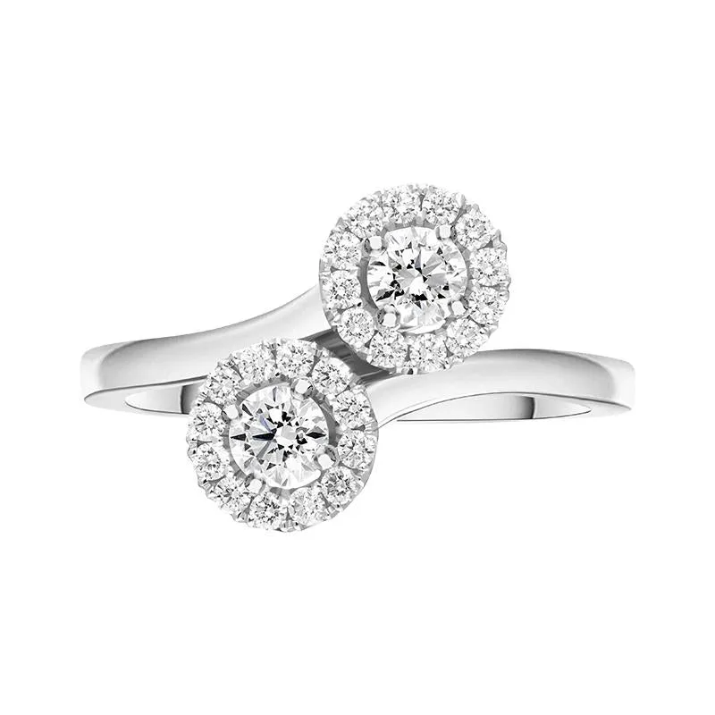 18ct White Gold 0.60ct Diamond Double Cross Over Ring