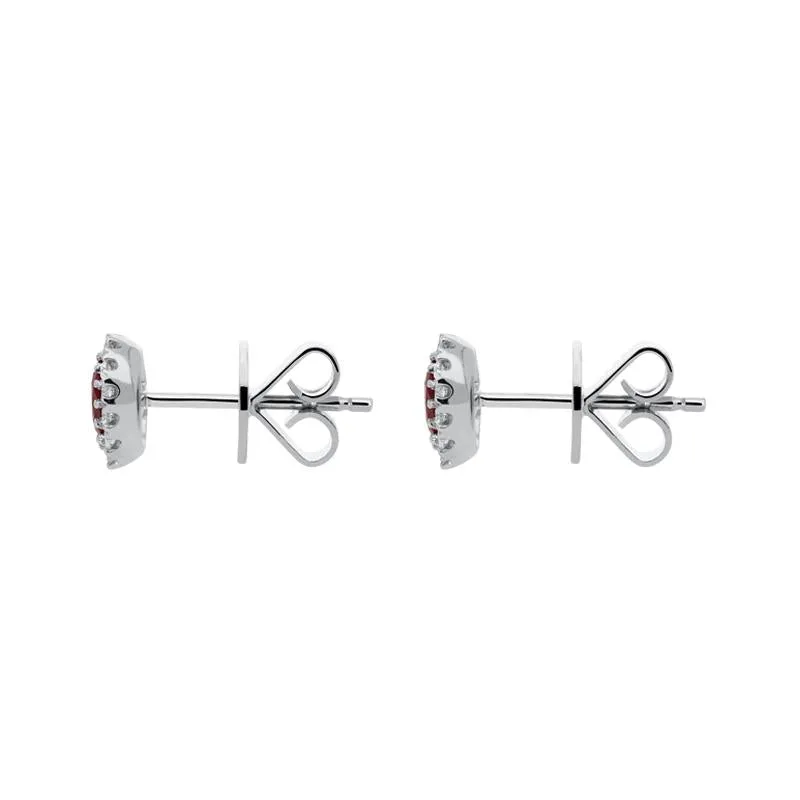 18ct White Gold 0.60ct Ruby Diamond Oval Stud Earrings D
