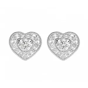 18ct White Gold 0.66ct Diamond Heart Cluster Stud Earrings