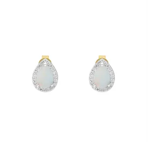 18ct White Gold 0.66ct Opal Diamond Pear Stud Earrings