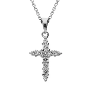 18ct White Gold 0.67ct Diamond Cross Necklace