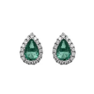 18ct White Gold 0.67ct Emerald Diamond Pear Stud Earrings