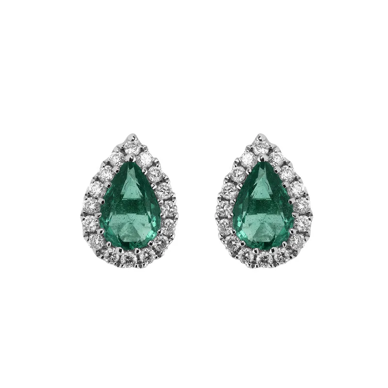 18ct White Gold 0.67ct Emerald Diamond Pear Stud Earrings
