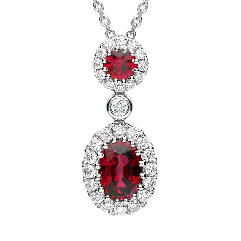 18ct White Gold 0.72ct Ruby and Diamond Necklace