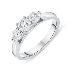 18ct White Gold 0.77ct Diamond Brilliant Cut Trilogy Ring