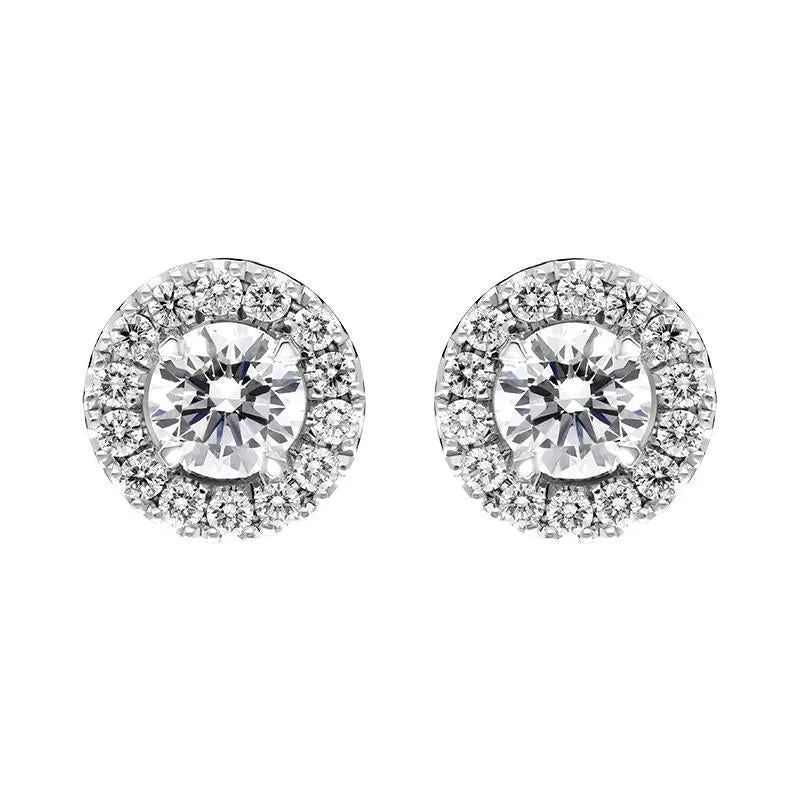 18ct White Gold 0.79ct Diamond Round Cluster Stud Earrings