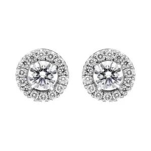 18ct White Gold 0.79ct Diamond Round Cluster Stud Earrings