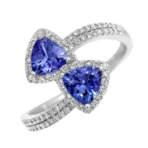 18ct White Gold 0.80ct Tanzanite And 0.30ct Diamond Cluster Ring