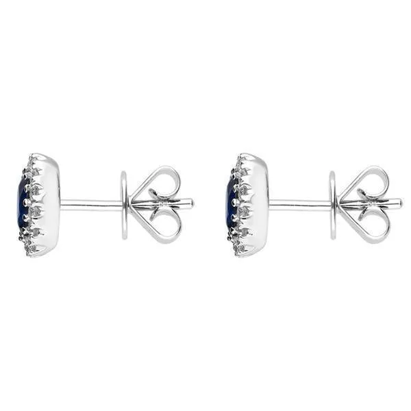 18ct White Gold 0.86ct Sapphire and Diamond Oval Stud Earrings