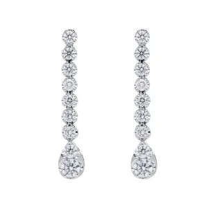 18ct White Gold 0.87ct Diamond Pear Drop Earrings