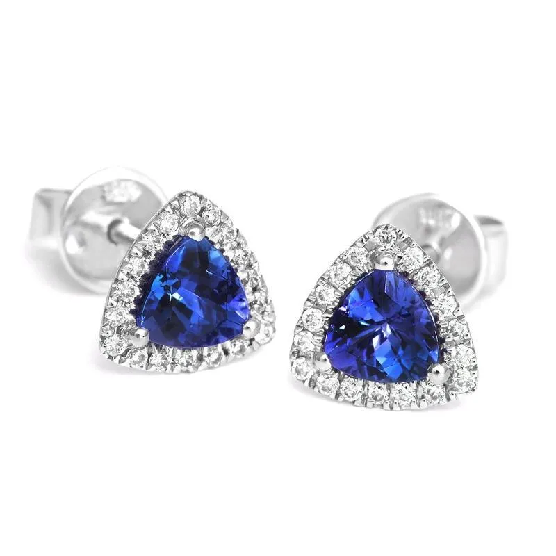 18ct White Gold 0.90ct Tanzanite Diamond Stud Earrings