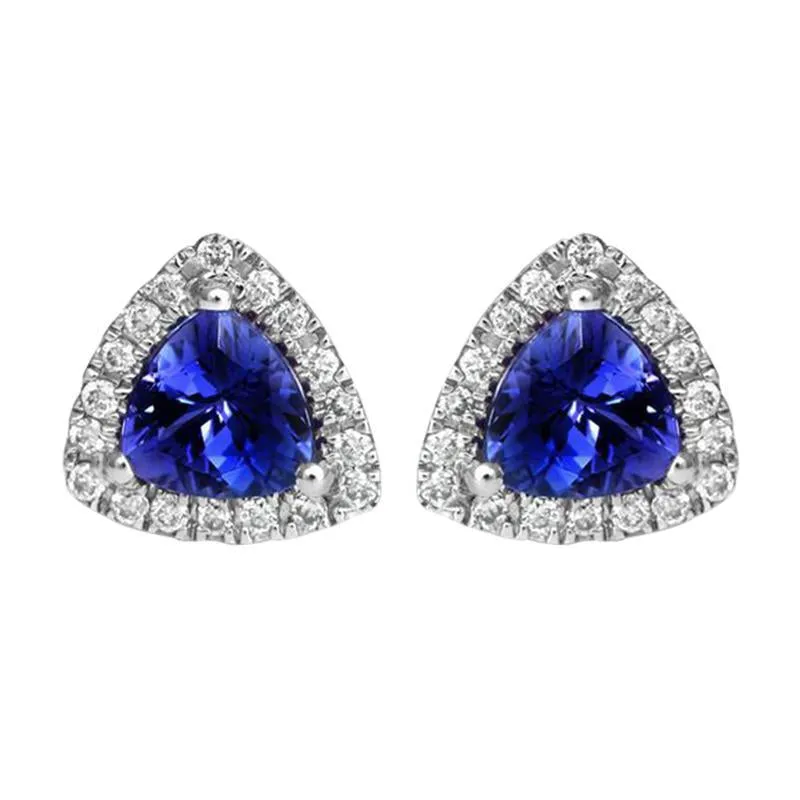 18ct White Gold 0.90ct Tanzanite Diamond Stud Earrings