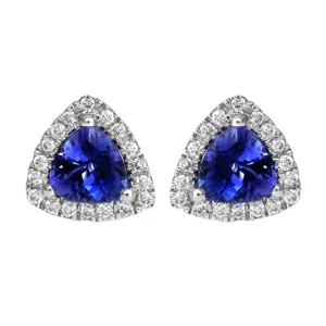 18ct White Gold 0.90ct Tanzanite Diamond Stud Earrings